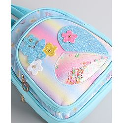 Pine Kids Floral Applique  Fashion Backpack with Sequin Detailing  - Blue