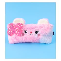 Pine Kids Utility Pouch with Kitty Design & Sequin Bow Applique - Pink