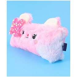 Pine Kids Utility Pouch with Kitty Design & Sequin Bow Applique - Pink