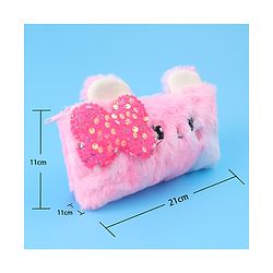 Pine Kids Utility Pouch with Kitty Design & Sequin Bow Applique - Pink