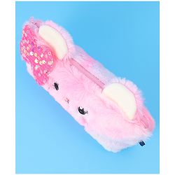 Pine Kids Utility Pouch with Kitty Design & Sequin Bow Applique - Pink