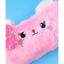 Pine Kids Utility Pouch with Kitty Design & Sequin Bow Applique - Pink