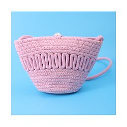 Pine Kids Floral Smiley Applique Crochet Sling Bag - Pink