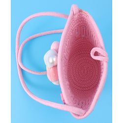 Pine Kids Floral Smiley Applique Crochet Sling Bag - Pink