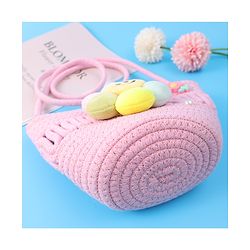 Pine Kids Floral Smiley Applique Crochet Sling Bag - Pink