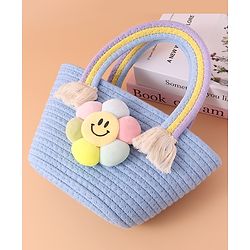 Pine Kids Floral Smiley Applique Hand Bag - Blue