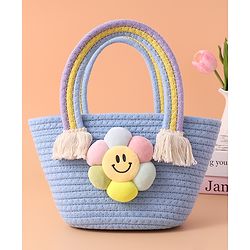 Pine Kids Floral Smiley Applique Hand Bag - Blue