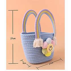 Pine Kids Floral Smiley Applique Hand Bag - Blue