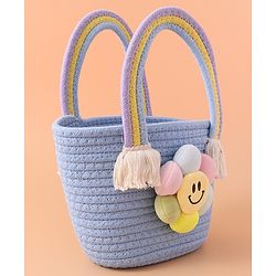 Pine Kids Floral Smiley Applique Hand Bag - Blue