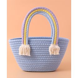 Pine Kids Floral Smiley Applique Hand Bag - Blue