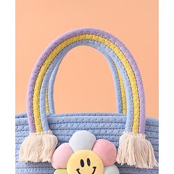 Pine Kids Floral Smiley Applique Hand Bag - Blue