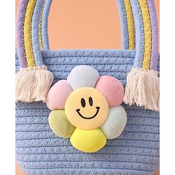Pine Kids Floral Smiley Applique Hand Bag - Blue
