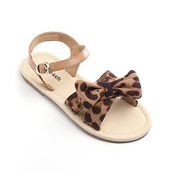 Pine Kids Buckle Closure Sandals with Bow Applique - Beige