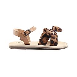 Pine Kids Buckle Closure Sandals with Bow Applique - Beige