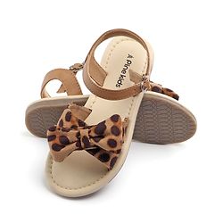 Pine Kids Buckle Closure Sandals with Bow Applique - Beige