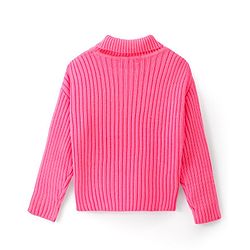 Pine Kids Knitted Full Sleeves Turtle Neck Solid Colour Pullover Sweater - Pink