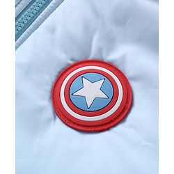 Pine Kids Marvel Full Sleeves Front Open Padded Hooded Jacket with Avengers Patch Applique - Blue