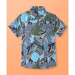 Pine Kids Viscose Woven Half Sleeves Abstract Printed Shirt With Inner Tee - Grey
