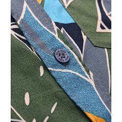 Pine Kids Viscose Woven Half Sleeves Abstract Printed Shirt With Inner Tee - Grey