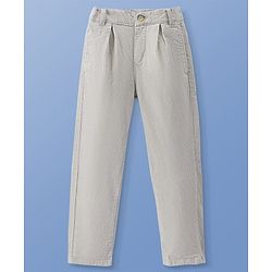 Pine Kids Velvet Woven Full Length Solid Color Trouser - Beige