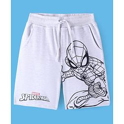 Pine Kids Marvel Terry Knit Knee Length Shorts with Pocket &  Spiderman Print - Grey