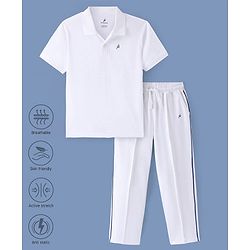 Pine Active Half Sleeves T-Shirt & Track Pant Cricket Jersey Set - White