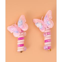 Pine Kids Bow & Butterfly Clips Set of 2 - Pink