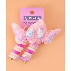 Pine Kids Bow & Butterfly Clips Set of 2 - Pink