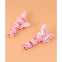 Pine Kids Bow & Butterfly Clips Set of 2 - Pink