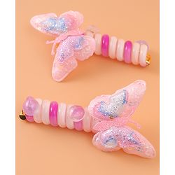 Pine Kids Bow & Butterfly Clips Set of 2 - Pink