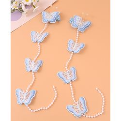 Pine Kids Bow & Butterfly Beaded Clips Set of 2 - Blue