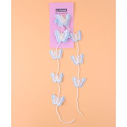 Pine Kids Bow & Butterfly Beaded Clips Set of 2 - Blue
