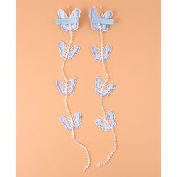 Pine Kids Bow & Butterfly Beaded Clips Set of 2 - Blue