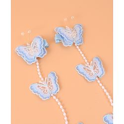 Pine Kids Bow & Butterfly Beaded Clips Set of 2 - Blue
