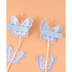 Pine Kids Bow & Butterfly Beaded Clips Set of 2 - Blue