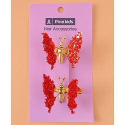 Pine Kids Butterfly Clips Set of 2  - Red