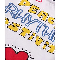 Pine Kids Cotton Knit Frock With Half Sleeves Inner Tee Text Printed - Red & White