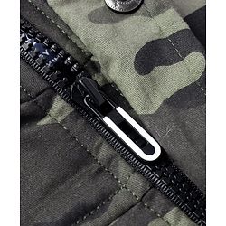 Pine Kids Woven Full Sleeves Hooded Front Open Sweatjacket with Camouflage Design - Olive Green