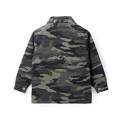 Pine Kids Woven Full Sleeves Hooded Front Open Sweatjacket with Camouflage Design - Olive Green