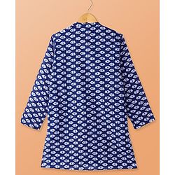 Pine Kids Cotton Woven Full Sleeves Printed Kurta Pyjama Set - Blue