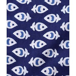 Pine Kids Cotton Woven Full Sleeves Printed Kurta Pyjama Set - Blue