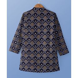 Pine Kids Cotton Woven Full Sleeves  Kurta Pyjama Set Bandhani Print - Black