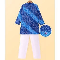 Pine Kids Cotton Woven Full Sleeves Bandhani Print Kurta Pyjama Set - Blue