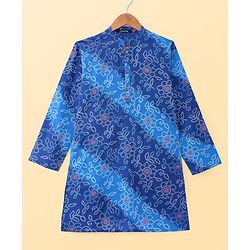 Pine Kids Cotton Woven Full Sleeves Bandhani Print Kurta Pyjama Set - Blue