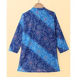 Pine Kids Cotton Woven Full Sleeves Bandhani Print Kurta Pyjama Set - Blue
