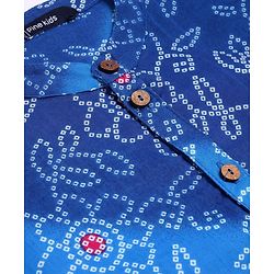 Pine Kids Cotton Woven Full Sleeves Bandhani Print Kurta Pyjama Set - Blue