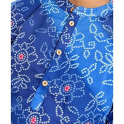 Pine Kids Cotton Woven Full Sleeves Bandhani Print Kurta Pyjama Set - Blue