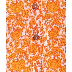 Pine Kids Cotton Woven Full Sleeves Kurta Pyjama Set With Floral Print - Orange