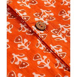 Pine Kids Cotton Woven Full Sleeves Kurta Floral Print - Rust