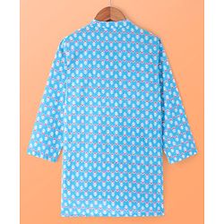 Pine Kids Cotton Woven Full Sleeves Kurta Floral Print - Light Blue